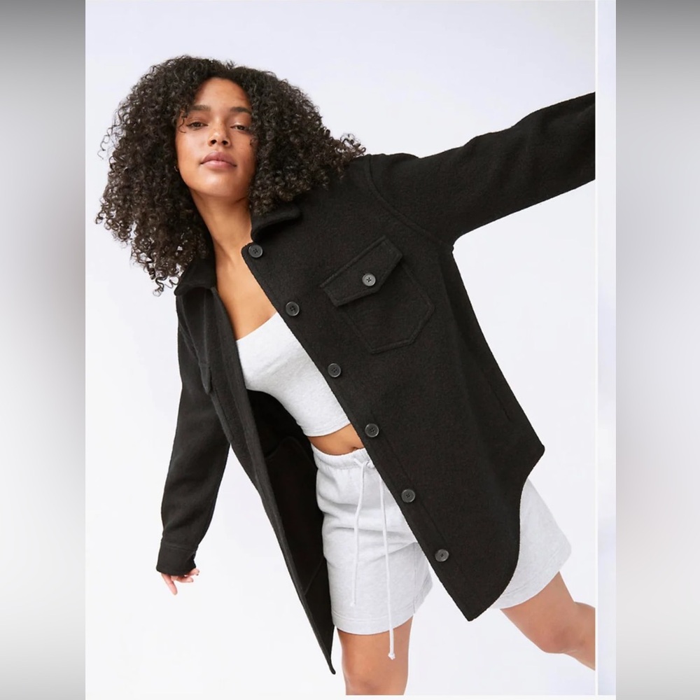 Wilfred Black Button-Up Wool Shacket